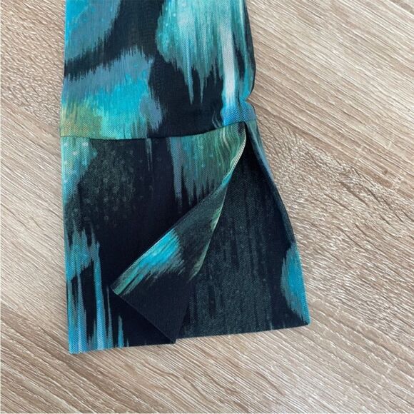 WOMENS LONG SLEEVE TOP BUTTON UP RUCHED TIE DYE SEMI SHEER FUTURE COLLECTIVE M - Picture 3 of 10